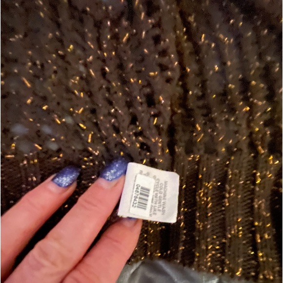 Mandee Cropped Knitted Cup/Slv Bolero-Shrug Cardigan |Brown/Gold |Acrylic/Lurex - Picture 8 of 9